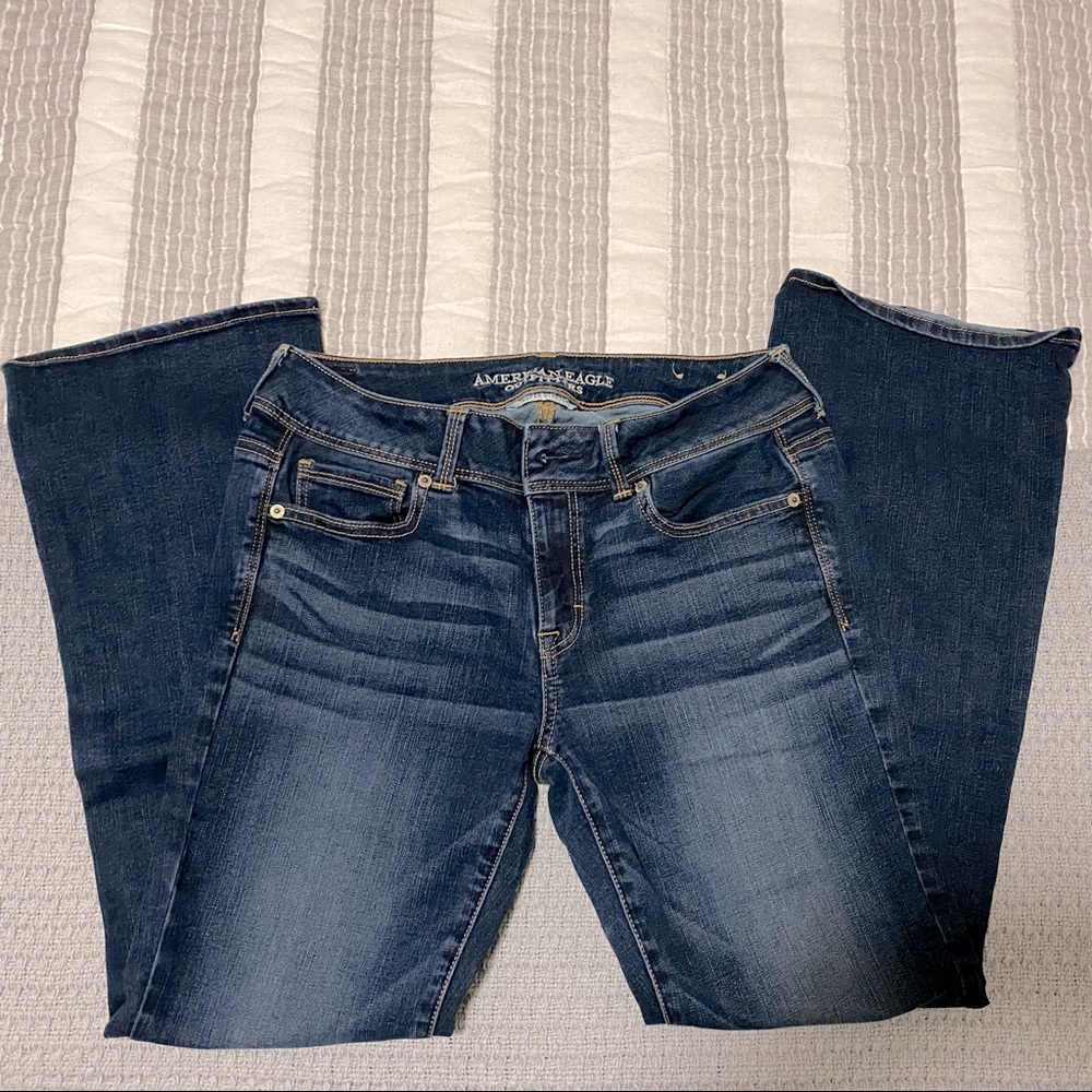 American Eagle Dark Blue AE KICK Boot Cut Jeans. Size: 10S. Perfection!